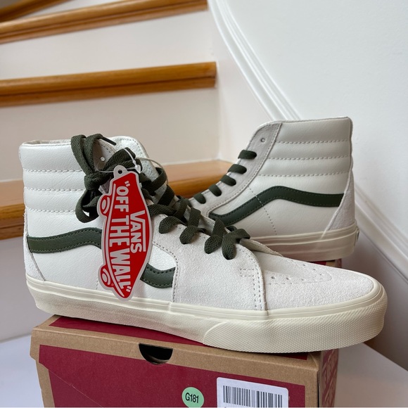 NWT Vans Sk8 Hi Leather Sneakers in Vintage Pop - Marshmallow Turtledove shoes - Picture 9 of 15